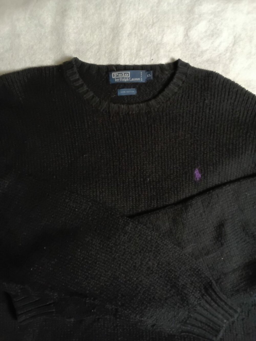 Polo Ralph Lauren Sweater XL Black Pullover Crewneck Pony Logo Cotton